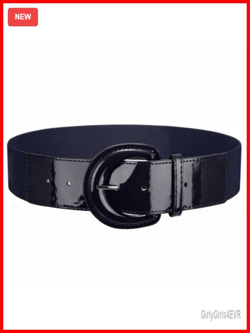 Wide Elastic Stretchy Waist Belt for Dresses PU Leather Retro 80s Style